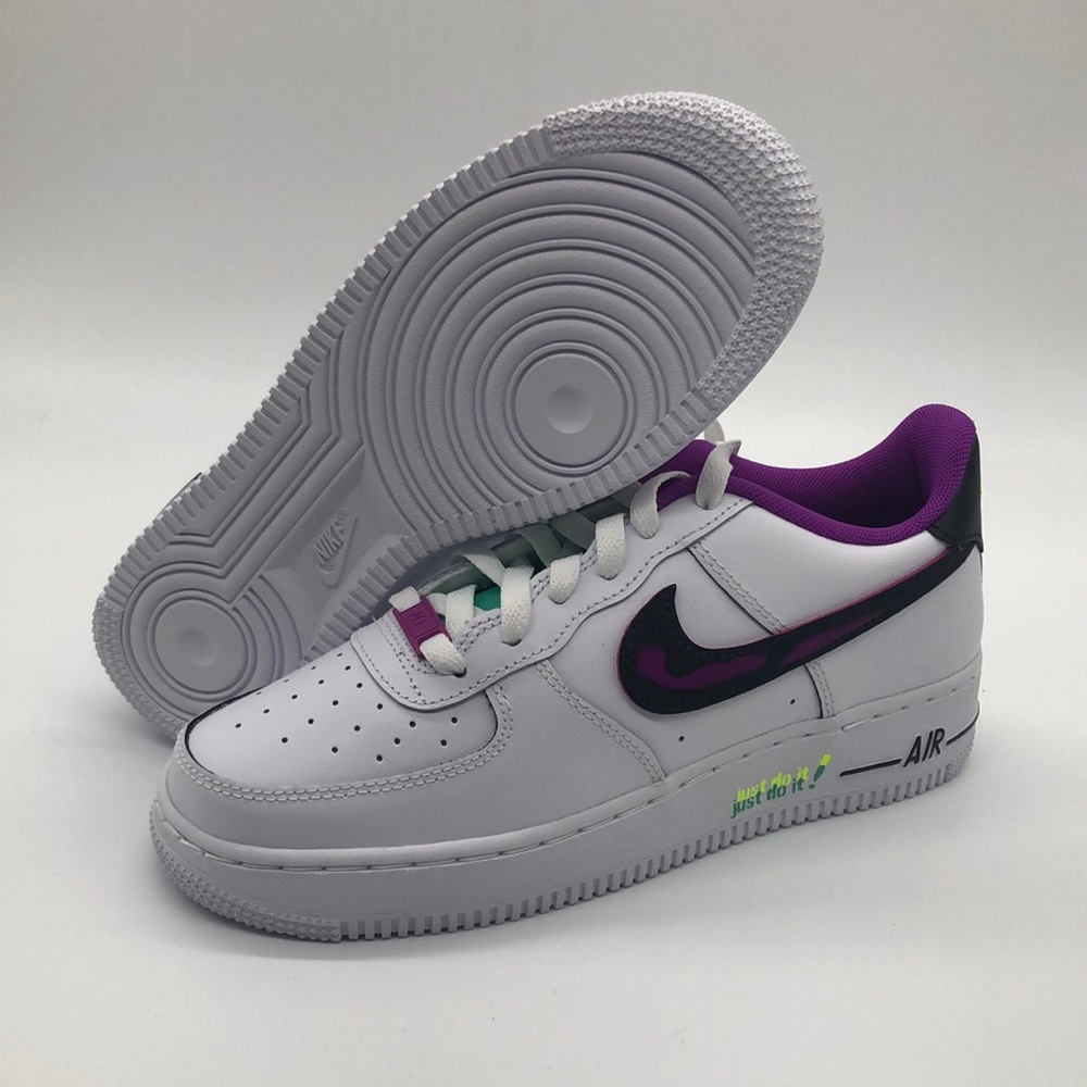 Nike Air Force 1 '07 Just Do It White Vivid Purple DX3933-100 - Picture 1 of 5